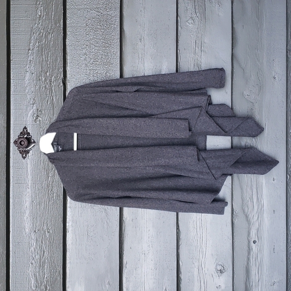 Lord & Taylor Sweaters - LORD & TAYLOR Charcoal Gray Cashmere Open-Front Draped Cardigan Sweater sz PS